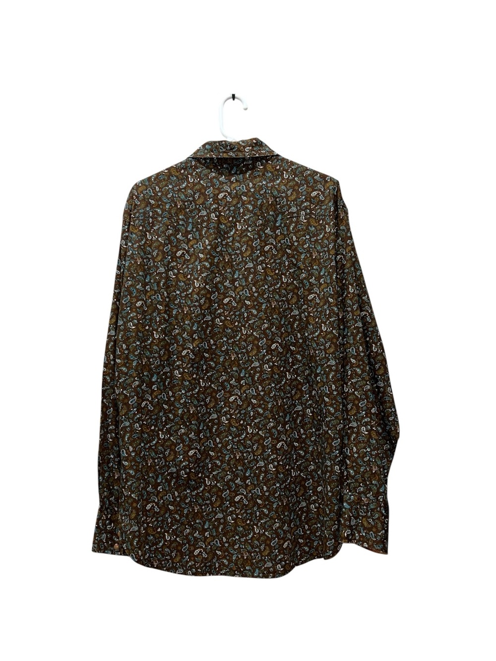 Roper Brown Shirt with Teal Paisley Print - Picture 2 of 7